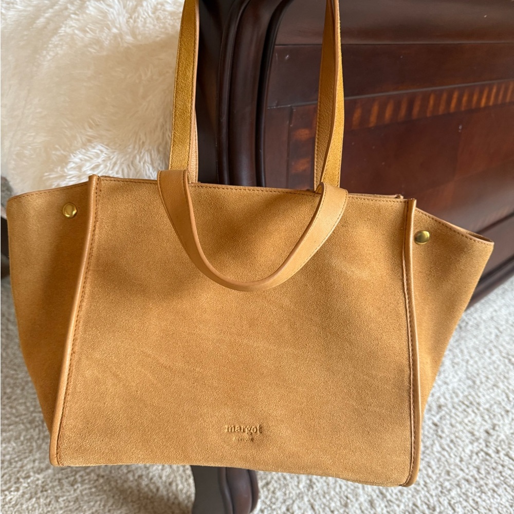 Margot Tan Suede Tote Bag with Minimalist Design
